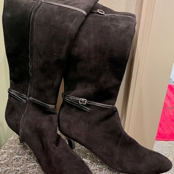 Cole Haan Black Suede Knee High Boot 8.5M - Picture 1 of 6